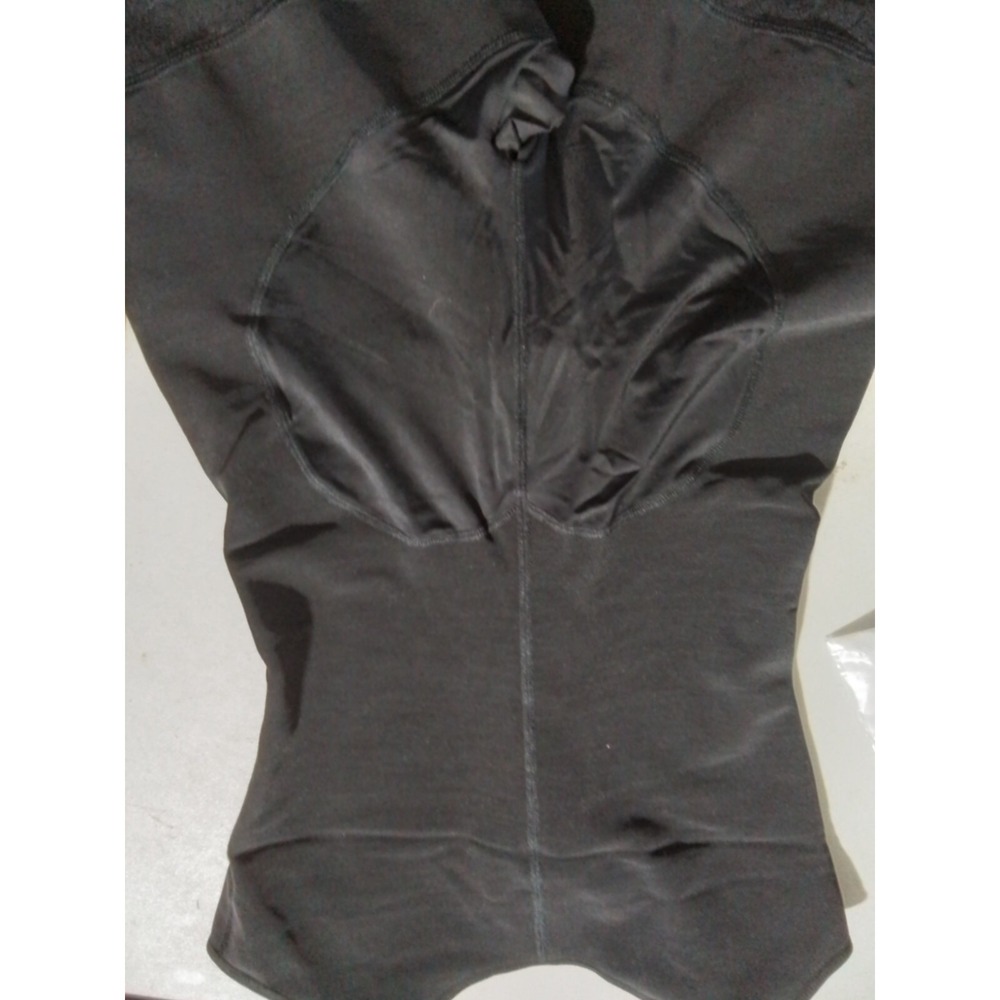 SHAPERX Black Open Bust Bodysuit Shapewear Style 5258‎ Size S/M Mid Thigh Shaper